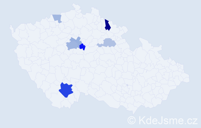 Příjmení: 'Kazil', počet výskytů 19 v celé ČR