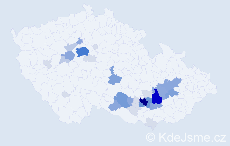 Příjmení: 'Palásek', počet výskytů 111 v celé ČR