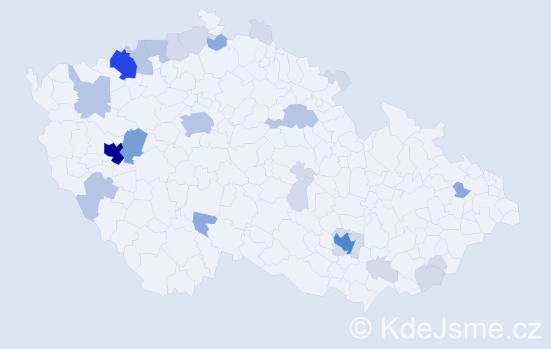 Příjmení: 'Tenk', počet výskytů 75 v celé ČR