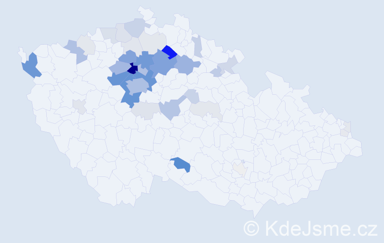 Příjmení: 'Kejmar', počet výskytů 186 v celé ČR