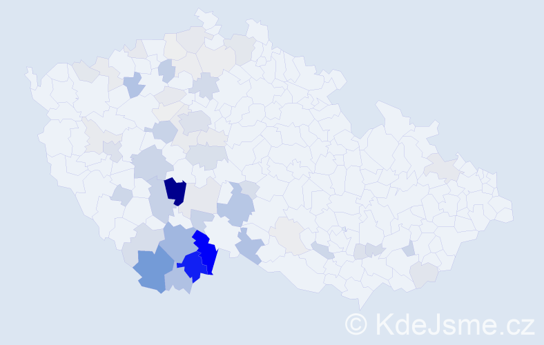 Příjmení: 'Baštýř', počet výskytů 209 v celé ČR