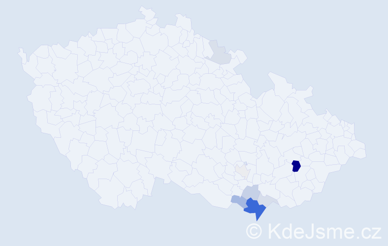 Příjmení: 'Bucňáková', počet výskytů 23 v celé ČR