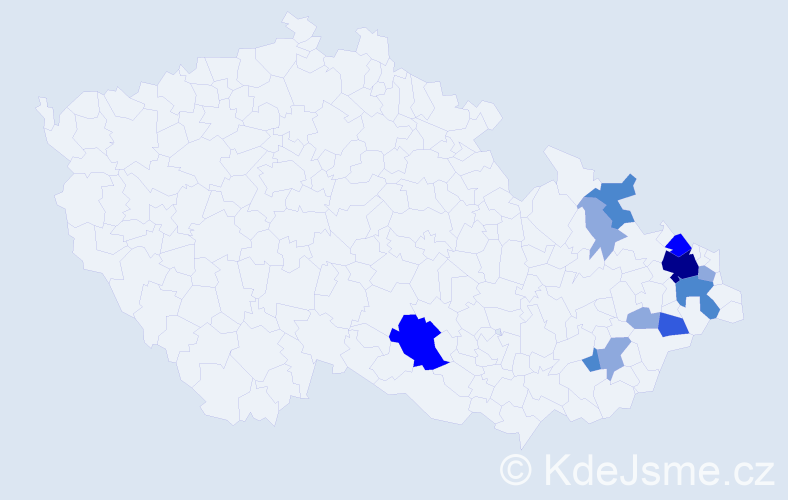 Příjmení: 'Kij', počet výskytů 26 v celé ČR
