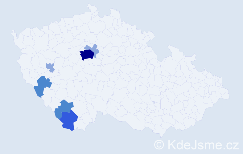 Příjmení: 'Dadek', počet výskytů 14 v celé ČR
