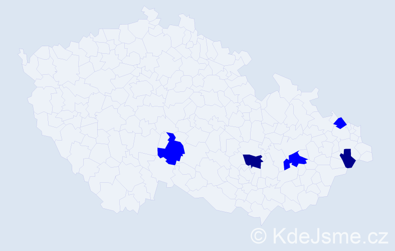 Příjmení: 'Gendová', počet výskytů 7 v celé ČR