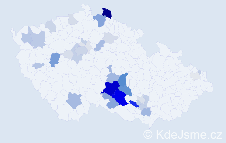 Příjmení: 'Partl', počet výskytů 151 v celé ČR