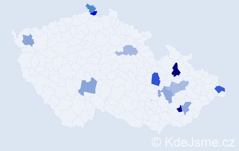 Příjmení: 'Bačiková', počet výskytů 14 v celé ČR