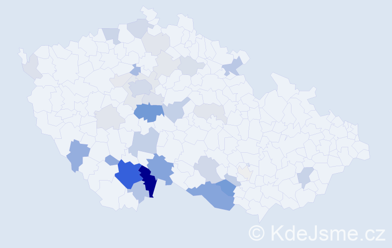 Příjmení: 'Šachlová', počet výskytů 117 v celé ČR