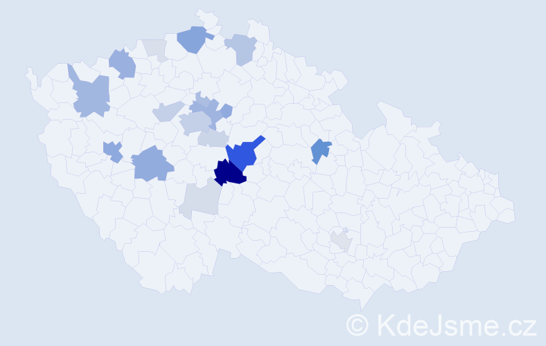 Příjmení: 'Děkanovský', počet výskytů 64 v celé ČR