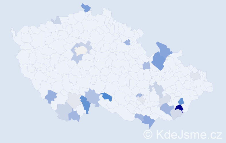 Příjmení: 'Merčák', počet výskytů 58 v celé ČR