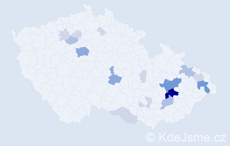 Příjmení: 'Konopčíková', počet výskytů 44 v celé ČR
