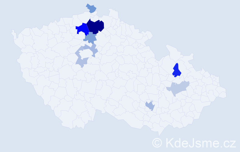 Příjmení: 'Pauzr', počet výskytů 19 v celé ČR