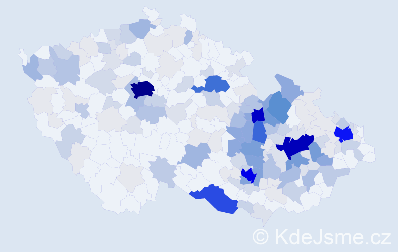 Příjmení: 'Heger', počet výskytů 739 v celé ČR