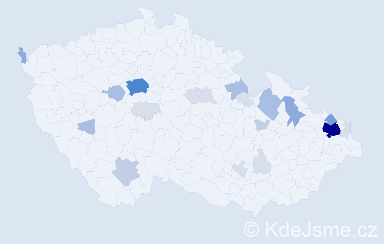Příjmení: 'Bober', počet výskytů 69 v celé ČR