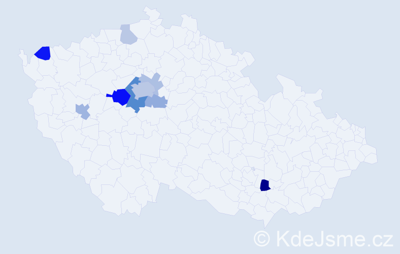 Příjmení: 'Vyšehradská', počet výskytů 23 v celé ČR