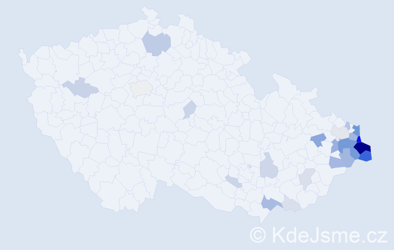Příjmení: 'Dorda', počet výskytů 119 v celé ČR