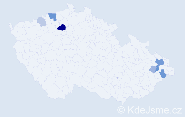 Příjmení: 'Teichert', počet výskytů 21 v celé ČR