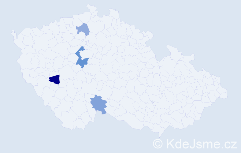 Příjmení: 'Jimel', počet výskytů 6 v celé ČR