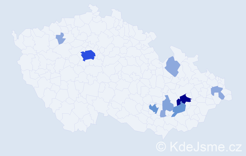 Příjmení: 'Gájová', počet výskytů 25 v celé ČR