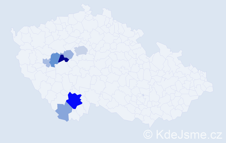 Příjmení: 'Kotnauer', počet výskytů 24 v celé ČR