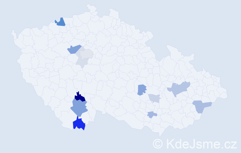 Příjmení: 'Berec', počet výskytů 35 v celé ČR