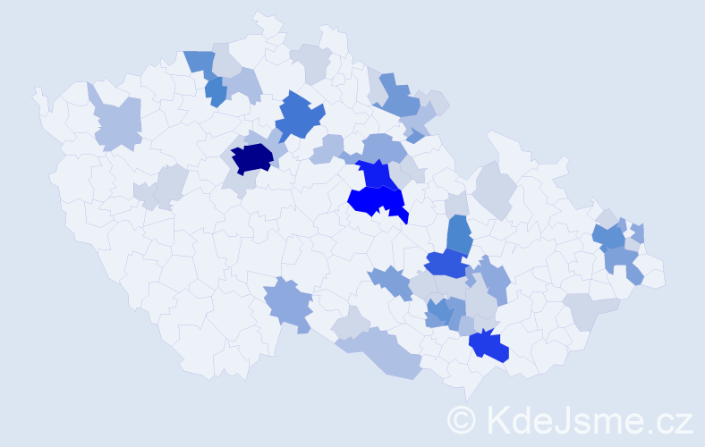 Příjmení: 'Barva', počet výskytů 168 v celé ČR