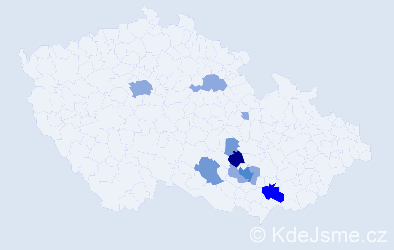 Příjmení: 'Peringerová', počet výskytů 22 v celé ČR