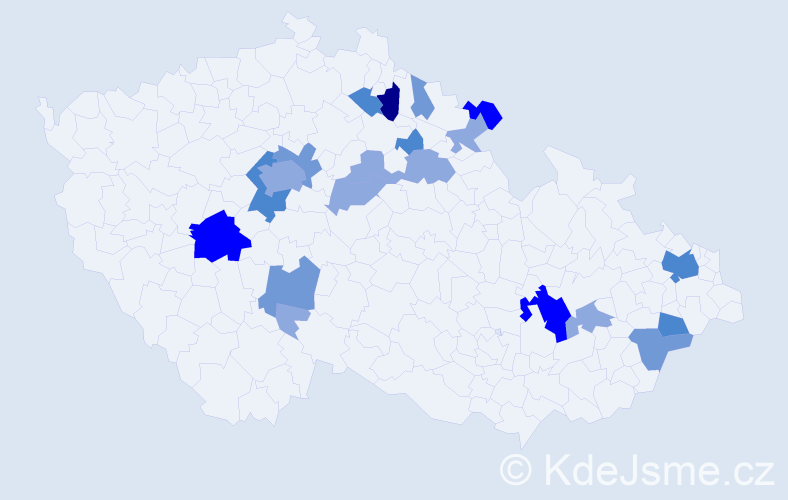Příjmení: 'Sezimová', počet výskytů 48 v celé ČR