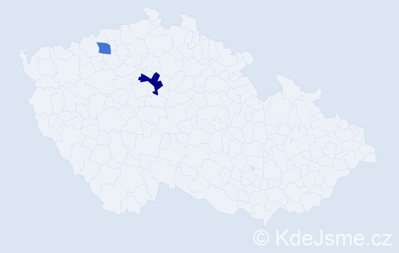 Příjmení: 'Monev', počet výskytů 3 v celé ČR