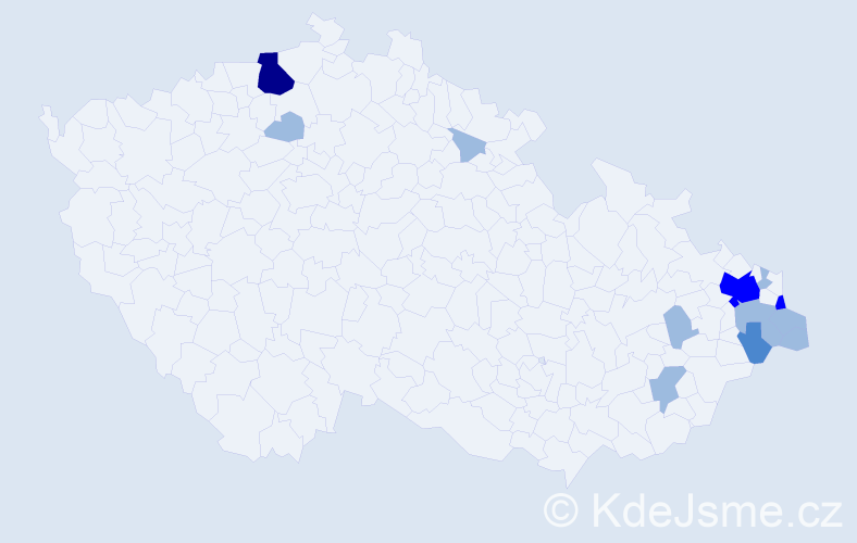 Příjmení: 'Časnocha', počet výskytů 20 v celé ČR