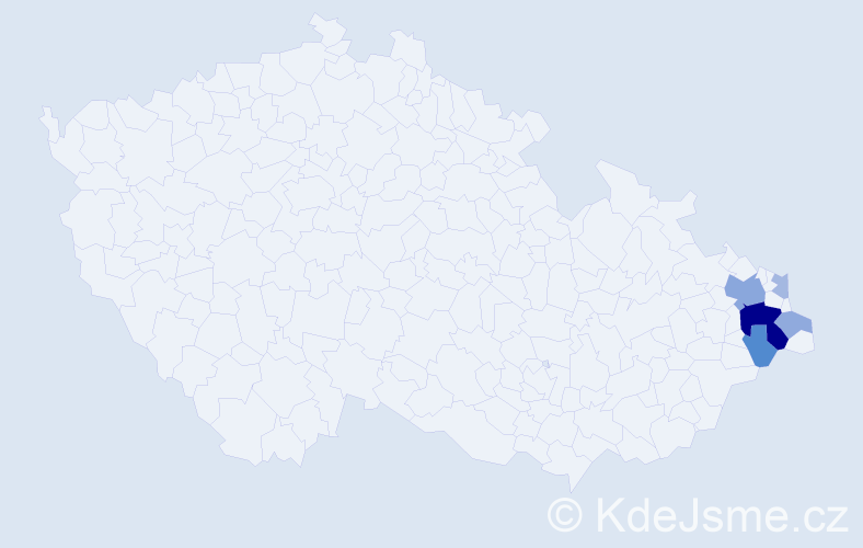 Příjmení: 'Brysová', počet výskytů 15 v celé ČR