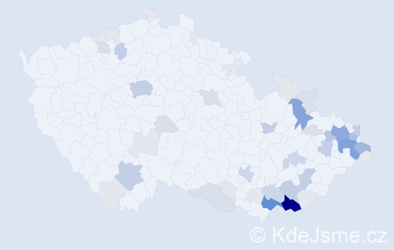 Příjmení: 'Tomčala', počet výskytů 174 v celé ČR