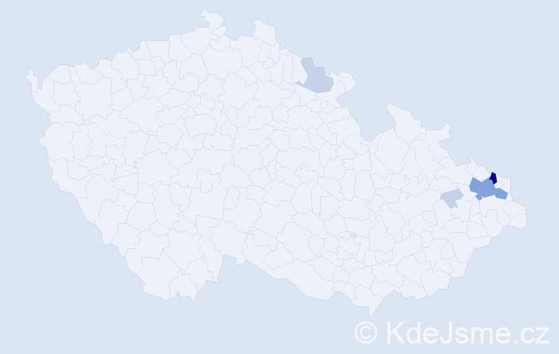 Příjmení: 'Lekki', počet výskytů 20 v celé ČR