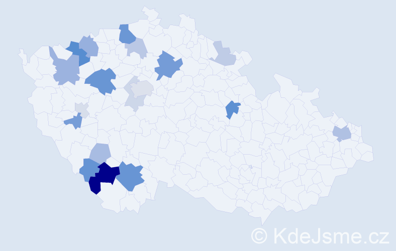 Příjmení: 'Tišler', počet výskytů 47 v celé ČR
