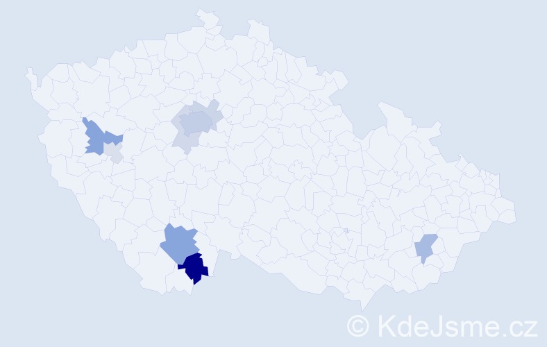 Příjmení: 'Cahyna', počet výskytů 25 v celé ČR