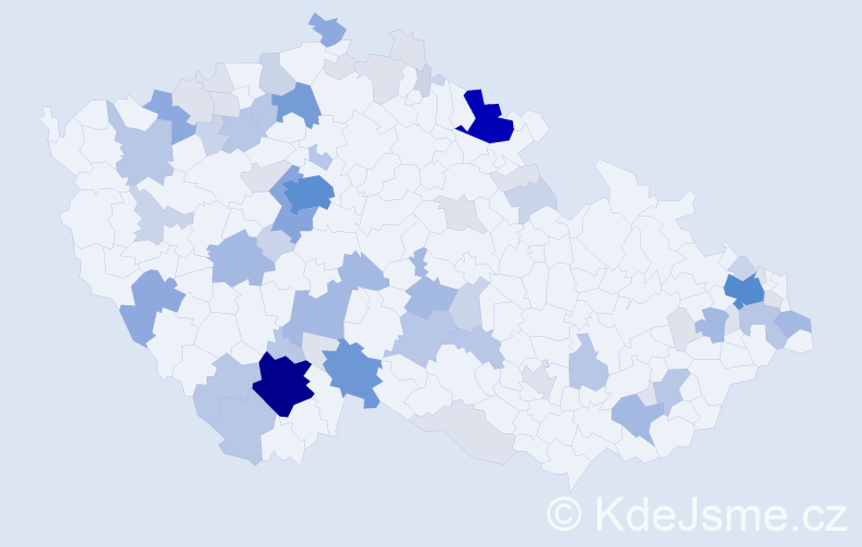 Příjmení: 'Kasperová', počet výskytů 208 v celé ČR