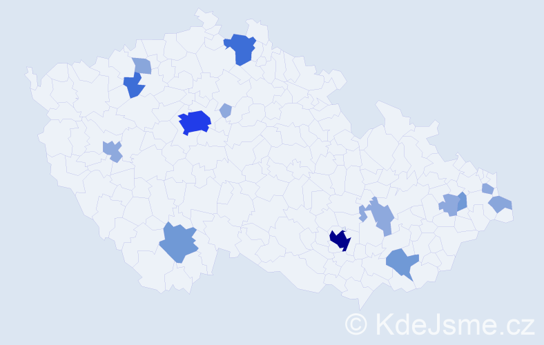 Příjmení: 'Matlová', počet výskytů 43 v celé ČR