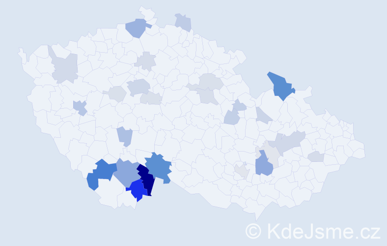 Příjmení: 'Vondrka', počet výskytů 102 v celé ČR