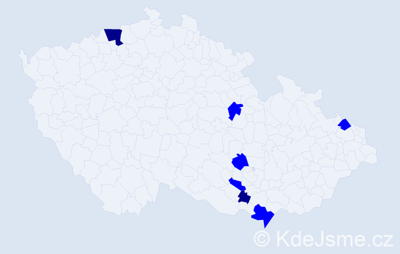 Příjmení: 'Iskrová', počet výskytů 9 v celé ČR