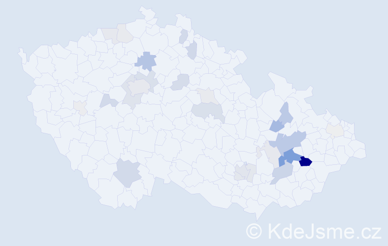 Příjmení: 'Ticháková', počet výskytů 72 v celé ČR