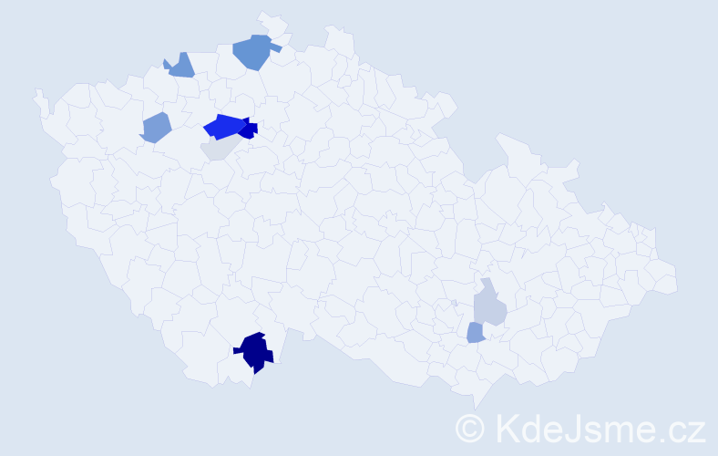 Příjmení: 'Nídr', počet výskytů 29 v celé ČR