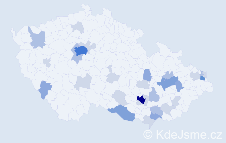 Příjmení: 'Vanek', počet výskytů 75 v celé ČR