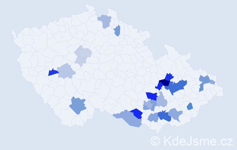 Příjmení: 'Jevický', počet výskytů 68 v celé ČR