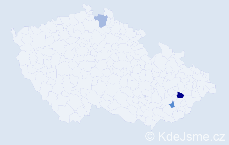 Příjmení: 'Modrláková', počet výskytů 3 v celé ČR