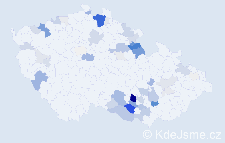 Příjmení: 'Čiháček', počet výskytů 166 v celé ČR