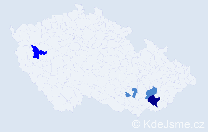 Příjmení: 'Machaníčková', počet výskytů 7 v celé ČR