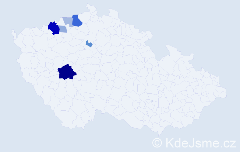Příjmení: 'Gadžová', počet výskytů 17 v celé ČR