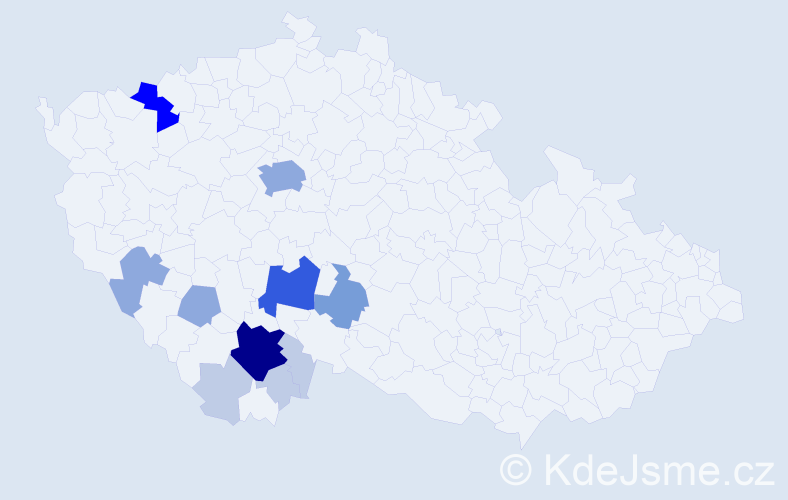 Příjmení: 'Vrábková', počet výskytů 36 v celé ČR