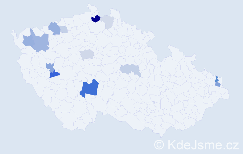 Příjmení: 'Dindová', počet výskytů 37 v celé ČR