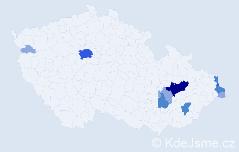 Příjmení: 'Stenchláková', počet výskytů 22 v celé ČR
